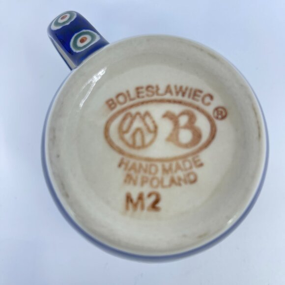 vintage boleslawiec polish pottery mug "peacock" pattern handcrafted - Picture 6 of 6